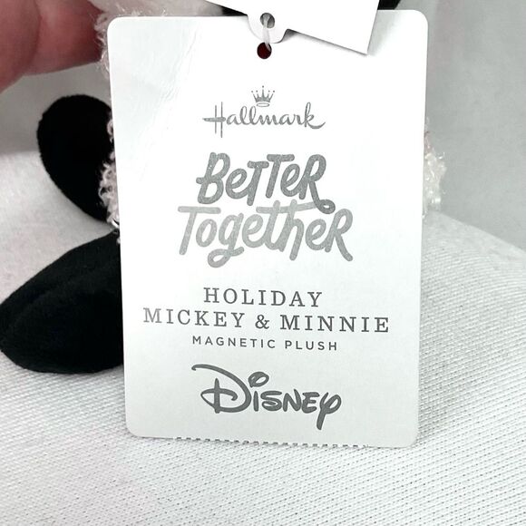Disney Mickey and Minnie Mouse Holiday Plush Set Hallmark Better Together New - Picture 4 of 6